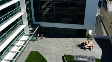 A view of some construction work done by architecture, building, city, condominium, corporate headquarters, mixed use, window, gray, black