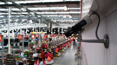 A view of a Vision security camera. - factory, industry, manufacturing, gray, black