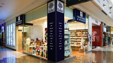 A view of a shop fitted out by outlet store, retail, shopping mall, brown