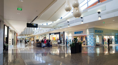 A view of Sylvia Park. - A view building, lobby, retail, shopping mall, gray