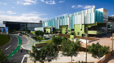 A view of the library. - A view architecture, building, city, commercial building, corporate headquarters, headquarters, metropolitan area, mixed use, neighbourhood, real estate