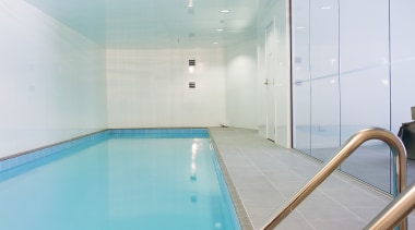View of the volt apartments swimming pool - architecture, floor, interior design, leisure centre, swimming pool, water, gray, teal