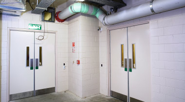 A view of some fire safety products from door, gray