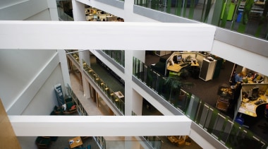 A view of the DOC offices developed by architecture, gray, white