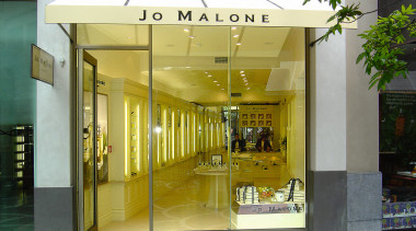 A view of a store fitted out by gray, brown