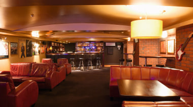 A vew of some interior design by Audeo bar, café, function hall, interior design, lobby, restaurant, red, brown