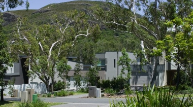 A view of some civil engineering work done cottage, estate, grass, home, house, land lot, landscape, leaf, neighbourhood, plant, property, real estate, residential area, sky, suburb, tree, vegetation, village