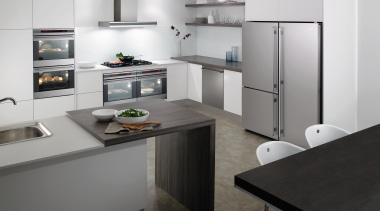 The E:Line double electric wall oven from Electrolux cabinetry, countertop, cuisine classique, home appliance, interior design, kitchen, product design, gray
