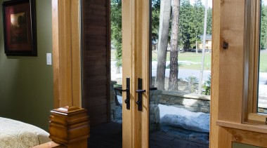 A view of the the aluminium clad wood door, home, interior design, window, wood, brown