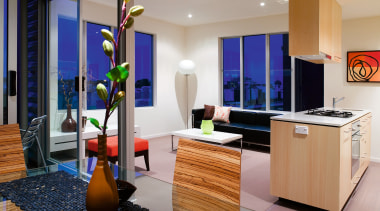 A view of this urban residential building implemented interior design, living room, real estate, room, gray