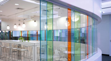 a view of the staff cafeteria and breakout daylighting, glass, interior design, window, gray, teal