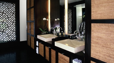 A view of some bathroomware from Appaiser, dual flooring, interior design, room, suite, black