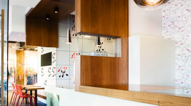 Slate floors, wood, wall patterns and fittings link architecture, furniture, home, house, interior design, table, wood, white, brown