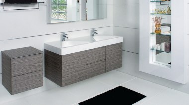 A view of some bathroomware fro Architectural Designer angle, bathroom, bathroom accessory, bathroom cabinet, floor, furniture, interior design, product, product design, sink, tap, white