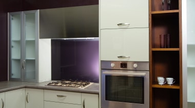 A view of this kitchen featuring a stainless cabinetry, countertop, home appliance, interior design, kitchen, room, black, gray