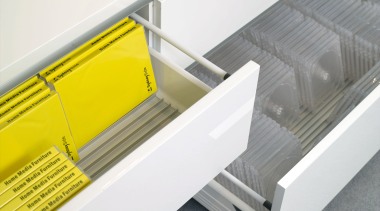 DVDs and CDs are stored in drawers with floor, product, product design, white, gray