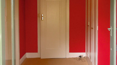 A view of the ensuite area before it cabinetry, cupboard, door, floor, flooring, hardwood, home, interior design, molding, product, room, wall, wardrobe, wood, wood stain, red, brown