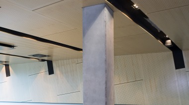 A view of Eco Conrete used in the architecture, beam, ceiling, daylighting, glass, interior design, line, product design, structure, tourist attraction, wood, gray, brown