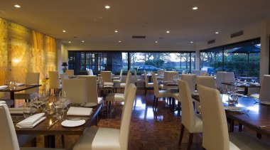 A view of the revamped hotel lounge bar interior design, restaurant, brown