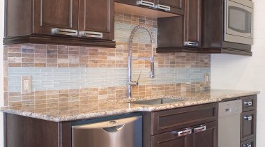 A view of these kitchens designed by Kitchen cabinetry, countertop, cuisine classique, furniture, hardwood, home appliance, kitchen, room, wood stain, red, black, gray