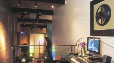 A view of the study area, white and interior design, room, black