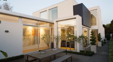 This modern home was built by Buildwell Ltd, architecture, courtyard, estate, facade, home, house, property, real estate, residential area, gray