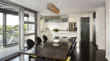 A view of a home by Santa Barbara dining room, house, interior design, property, real estate, room, table, window, gray