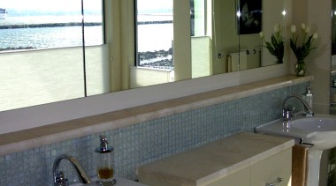 A view of some bathroomware from NKBA. - bathroom, bathroom accessory, cabinetry, countertop, home, interior design, kitchen, room, sink, window, gray, brown