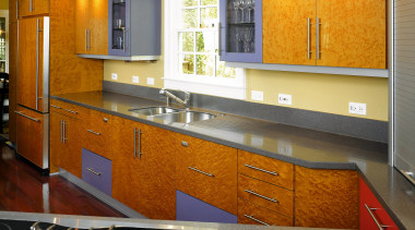 A view of this kitchen featuring the Corian cabinetry, countertop, floor, flooring, interior design, kitchen, room, brown