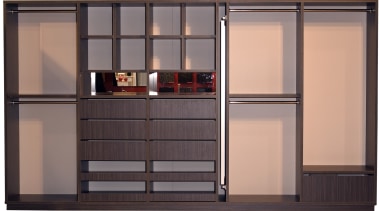 A view of these custom wardrobes manufactured and bookcase, cabinetry, closet, cupboard, furniture, shelf, shelving, wardrobe, gray, black