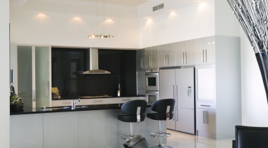 The owners of this new kitchen specified Fisher ceiling, interior design, kitchen, product design, real estate, white, gray