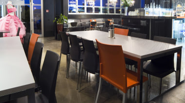 Cafe Tables Orange and grey chairs and tables chair, furniture, interior design, restaurant, table, black