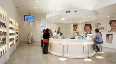 A sleek, European-style minimalism is evident in this institution, interior design, service, gray