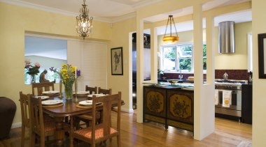 View of Kitchen designed by Celia Visser Design, dining room, interior design, kitchen, living room, real estate, room, orange, brown