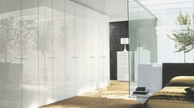 A view of a storage space designed by architecture, door, floor, furniture, glass, interior design, wall, wardrobe, white