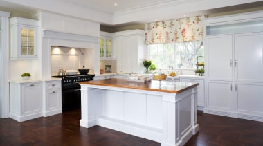 View of kitchen designed by architect Gary McFarlane cabinetry, countertop, cuisine classique, floor, flooring, interior design, kitchen, real estate, room, window, gray
