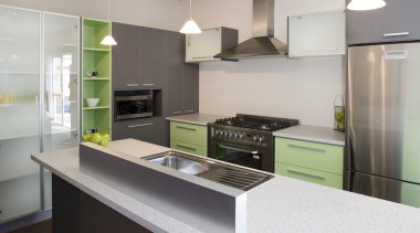 View of kitchens built with Laminex cabinetry and cabinetry, countertop, interior design, kitchen, real estate, room, gray