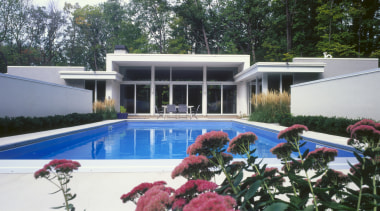 View of a house designed by Charles R architecture, backyard, estate, home, house, leisure, property, real estate, roof, swimming pool, villa, black