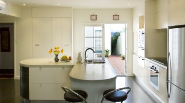 View of art deco kitchen designed by Pailine countertop, cuisine classique, home, interior design, kitchen, real estate, room, white