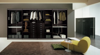 View of wardrobe system Prestige Designs. - View bookcase, furniture, interior design, living room, product design, room, shelf, shelving, black
