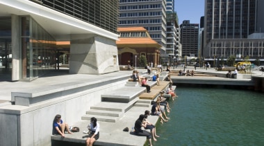 View of wellington waterfront on the harbours edge, building, city, condominium, leisure, mixed use, swimming pool, water, black