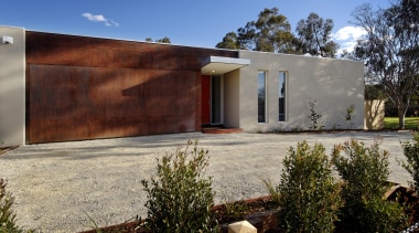 Contemporary home oriented to face away from busy architecture, estate, facade, home, house, property, real estate, residential area, sky, wall