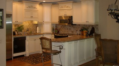 White kitchen with timber benchtops and floors - cabinetry, countertop, cuisine classique, flooring, interior design, kitchen, room, under cabinet lighting, brown