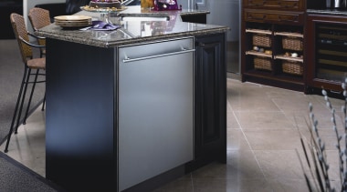 View of Asko appliance dishwashers. - View of cabinetry, countertop, floor, flooring, furniture, hardwood, home appliance, kitchen, kitchen appliance, major appliance, gray, black