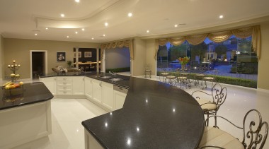 Generous family, kitchen and living area in contemporary countertop, estate, home, interior design, kitchen, real estate, room, brown, orange