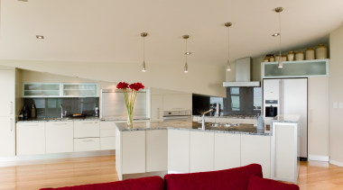 Contemporary kitchen with Elephant Plasterboard walls built by apartment, architecture, ceiling, countertop, cuisine classique, floor, home, house, interior design, kitchen, living room, property, real estate, room, gray