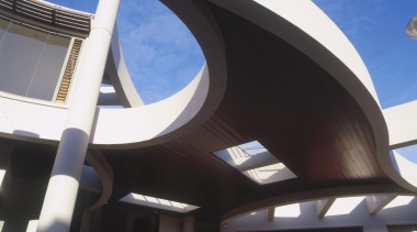 Exterior view of house designed by Don Nelson architecture, building, corporate headquarters, daylighting, daytime, facade, sky, structure, black