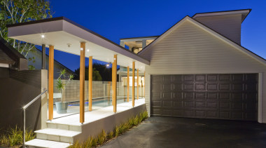 garage and covered walkway cladding product - garage architecture, elevation, estate, facade, home, house, lighting, property, real estate, residential area, black