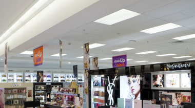 The ceilings thgroughout the Farmers flagship store in interior design, retail, shopping mall, gray