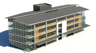 Waitakere Central is a commercial development comprising cutting-edge architecture, building, commercial building, corporate headquarters, elevation, facade, mixed use, product, product design, roof, structure, white